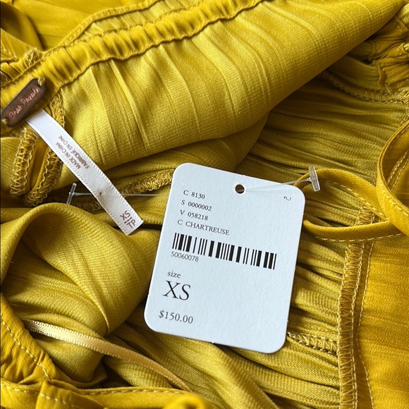 Free People Elegant chartreuse-Mustard-golden Halter Dress XS NWT - Picture 13 of 13